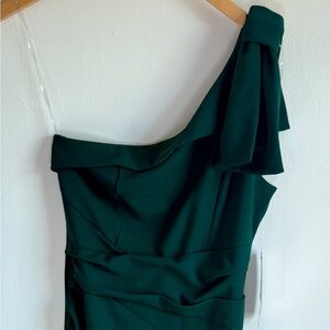 One Shoulder Emerald Maxi Dress